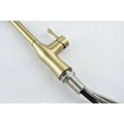 17.5-Single Handle Pull Down Sprayer Kitchen Faucet 360° Spout Swivel In Gold -Tahanbath gold tahanbath pull down kitchen faucets z w2898p232722 76 1000