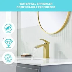 Single Handle Single Hole Bathroom Faucet Spot Resistant In Gold -Tahanbath gold tahanbath single hole bathroom faucets z w1272 64938 1f 1000