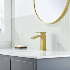 Single Handle Single Hole Bathroom Faucet Spot Resistant In Gold -Tahanbath gold tahanbath single hole bathroom faucets z w1272 64938 31 1000