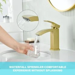 Single Handle Single Hole Bathroom Faucet Spot Resistant In Gold -Tahanbath gold tahanbath single hole bathroom faucets z w1272 64938 4f 1000