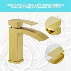 Single Handle Single Hole Bathroom Faucet Spot Resistant In Gold -Tahanbath gold tahanbath single hole bathroom faucets z w1272 64938 c3 1000