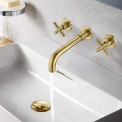 Bathroom Faucet Wall Mounted Bathroom Sink Faucet -Tahanbath gold tahanbath single hole bathroom faucets z w92851560 44 1000
