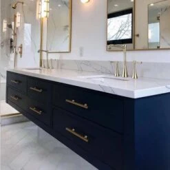 Titus Double Handle Wall Mounted Bathroom Faucet In Gold -Tahanbath gold tahanbath wall mounted faucets z w122462810 31 1000