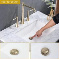 Titus Double Handle Wall Mounted Bathroom Faucet In Gold -Tahanbath gold tahanbath wall mounted faucets z w122462810 fa 1000