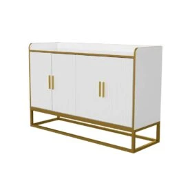 Modern Kitchen Buffet Storage Cabinet Cupboard White Gloss With Metal Legs For Living Room Kitchen -Tahanbath golden white tahanbath pantry organizers z w876134665 44 1000