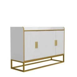 Modern Kitchen Buffet Storage Cabinet Cupboard White Gloss With Metal Legs For Living Room Kitchen -Tahanbath golden white tahanbath pantry organizers z w876134665 4f 1000