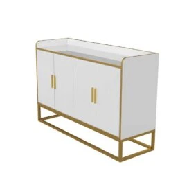 Modern Kitchen Buffet Storage Cabinet Cupboard White Gloss With Metal Legs For Living Room Kitchen -Tahanbath golden white tahanbath pantry organizers z w876134665 66 1000