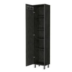 15.70 In. W X 11.70 In. D X 70.80 In. H Gray Wood Freestanding Linen Cabinet With 3 Broom Hangers In Gray 9 15.70 In. W X 11.70 In. D X 70.80 In. H Gray Wood Freestanding Linen Cabinet With 3 Broom Hangers In Gray -Tahanbath gray tahanbath linen cabinets ct xl p176120 4f 1000