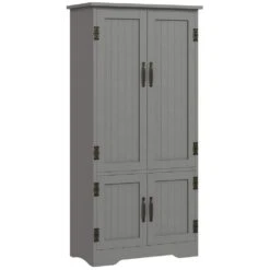 11.80 In. W X 23.50 In. D X 48.50 In. H Particle Board Freestanding Linen Cabinet With 4-Door And Shelves In Gray -Tahanbath gray tahanbath linen cabinets ct xl p249918 4f 1000