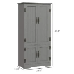 11.80 In. W X 23.50 In. D X 48.50 In. H Particle Board Freestanding Linen Cabinet With 4-Door And Shelves In Gray -Tahanbath gray tahanbath linen cabinets ct xl p249918 c3 1000