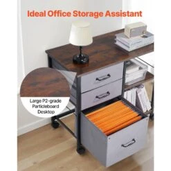 Mobile Metal File Cabinet With 3-Fabric Drawers And 2-Open Shelves In Gray -Tahanbath gray tahanbath pantry organizers z w1247p179943 76 1000