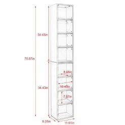 8-Tier Media Tower Rack, CD DVD Slim Storage Cabinet With Adjustable Shelves, Tall Narrow Bookcase In Gray -Tahanbath gray tahanbath pantry organizers z w1781p182841 76 1000