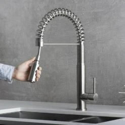 Single Handle Pull Down Sprayer Kitchen Faucet In Gray -Tahanbath gray tahanbath pull down kitchen faucets z b2702p227001 fa 1000