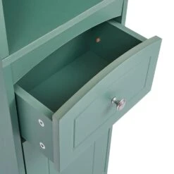 13.4 In. W X 9.1 In. D X 66.9 In. H Green MDF Freestanding Linen Cabinet With Drawer In Green -Tahanbath green tahanbath linen cabinets q g wf289423aac 4f 1000
