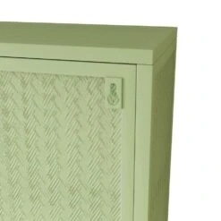 27.56 In. Green Glass-Door Wall Cabinet, Woven Pattern, 3-Tier, For Various Rooms -Tahanbath green tahanbath pantry organizers z w757135228 44 1000