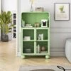 45.28 In. H Freestanding Green Bathroom/Living Room/Kitchen/Home Office Storage Cabinet With Glass Door And Shelves