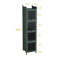 Four-tier Glass Door Cabinet With Featuring Five-tier Storage -Tahanbath green tahanbath pantry organizers z w757p241563 4f 1000