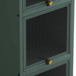 Four-tier Glass Door Cabinet With Featuring Five-tier Storage -Tahanbath green tahanbath pantry organizers z w757p241563 fa 1000