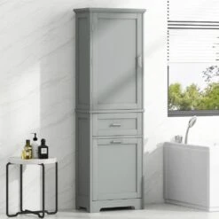 13.50 In. W X 20.00 In. D X 68.40 In. H Bathroom Storage Wall Cabinet In Grey -Tahanbath grey tahanbath bathroom wall cabinets z n725p206895e 44 1000