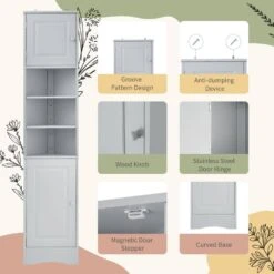 9.40 In. W X 14.60 In. D X 66.90 In. H Bathroom Storage Wall Cabinet In Grey -Tahanbath grey tahanbath bathroom wall cabinets z wf530911aae fa 1000