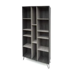 12 In. W X 40.25 In. D X 77 In. H Grey Particle Board Freestanding Linen Cabinet With 13-Shelves In Grey -Tahanbath grey tahanbath linen cabinets ct xl 61169 00 4f 1000