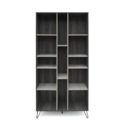 12 In. W X 40.25 In. D X 77 In. H Grey Particle Board Freestanding Linen Cabinet With 13-Shelves In Grey