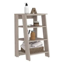 17.30 In. W X 16.90 In. D X 29.70 In. H Grey Wood Freestanding Linen Cabinet With 2 Interior Shelves In Grey -Tahanbath grey tahanbath linen cabinets ct xl p188814 1f 1000