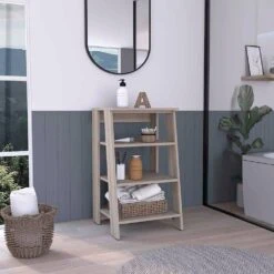 17.30 In. W X 16.90 In. D X 29.70 In. H Grey Wood Freestanding Linen Cabinet With 2 Interior Shelves In Grey -Tahanbath grey tahanbath linen cabinets ct xl p188814 31 1000