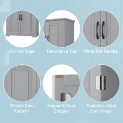 30.00 In. W X 15.70 In. D X 72.20 In. H In Grey Bathroom Storage Linen Cabinet With Doors, Drawer And Adjustable Shelf -Tahanbath grey tahanbath linen cabinets z n759p241667e fa 1000