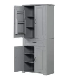 15.70 In. W X 29.90 In. D X 72.20 In. H Bathroom Storage Wall Cabinet In Grey -Tahanbath grey tahanbath linen cabinets z wf308204aae 1f 1000