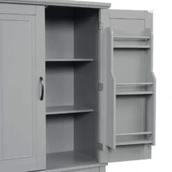 15.70 In. W X 29.90 In. D X 72.20 In. H Bathroom Storage Wall Cabinet In Grey -Tahanbath grey tahanbath linen cabinets z wf308204aae 44 1000