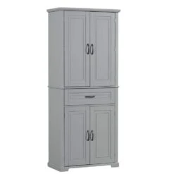 15.70 In. W X 29.90 In. D X 72.20 In. H Bathroom Storage Wall Cabinet In Grey -Tahanbath grey tahanbath linen cabinets z wf308204aae 4f 1000