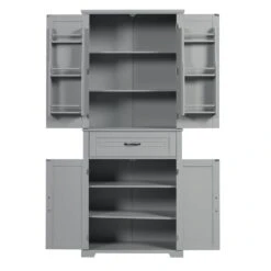 15.70 In. W X 29.90 In. D X 72.20 In. H Bathroom Storage Wall Cabinet In Grey -Tahanbath grey tahanbath linen cabinets z wf308204aae 76 1000