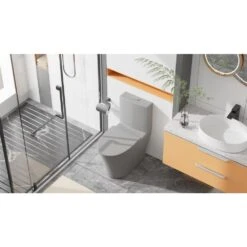 Dual Flush Single Flush: Other Elongated One Piece Toilet Grey -Tahanbath grey tahanbath one piece toilets k w2826p192008 44 1000