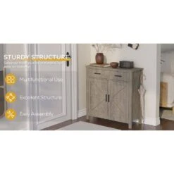 Modern Farmhouse-Style Kitchen Storage Cabinet In Grey: Ideal Coffee Bar With Storage For Multiple Rooms -Tahanbath grey tahanbath pantry organizers z w2386p207776 c3 1000