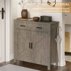 Modern Farmhouse-Style Kitchen Storage Cabinet In Grey: Ideal Coffee Bar With Storage For Multiple Rooms -Tahanbath grey tahanbath pantry organizers z w2386p207776 fa 1000