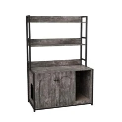 Grey Indoor Cat Cabinet ,Large Hidden Litter Box Enclosure With 2-Doors, Shelf And Scratch Pad 11 Grey Indoor Cat Cabinet ,Large Hidden Litter Box Enclosure With 2-Doors, Shelf And Scratch Pad -Tahanbath grey tahanbath pantry organizers z w578125522 1f 1000