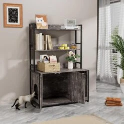 Grey Indoor Cat Cabinet ,Large Hidden Litter Box Enclosure With 2-Doors, Shelf And Scratch Pad 15 Grey Indoor Cat Cabinet ,Large Hidden Litter Box Enclosure With 2-Doors, Shelf And Scratch Pad -Tahanbath grey tahanbath pantry organizers z w578125522 31 1000