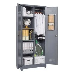 72.8 In Gray Metal Locker,Lockable Cleaning Tool Cabinet With Adjustable Shelves -Tahanbath grey tahanbath pantry organizers z w688134397 1f 1000