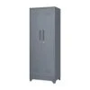 65 In.H Broom Storage Cabinet: Locking Doors, Hanging Rod In Grey