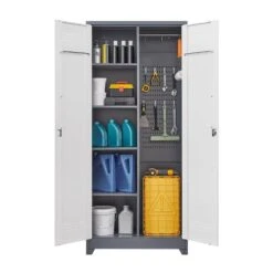 72in.H Metal Lockers With Lockable Cleaning Tool Cabinets With Adjustable Shelves In Gray -Tahanbath grey white tahanbath pantry organizers z w282p160416 44 1000