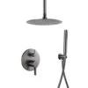 1-Spray 10 In. Ceiling Mount 1.8 GPM Dual Shower Head And Handheld Shower Head In Gun Black