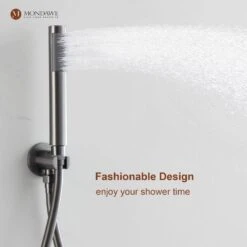 1-Spray 10 In. Ceiling Mount 1.8 GPM Dual Shower Head And Handheld Shower Head In Gun Black -Tahanbath gun black tahanbath dual shower heads z s133ac 10gb 66 1000