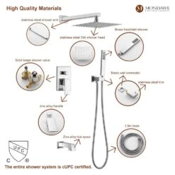 Chrome Three Function Pressure Balance Shower Set With 10 In Shower Head (Valve Included) -Tahanbath gun black tahanbath wall bar shower kits z ss008ac 10ch 31 1000