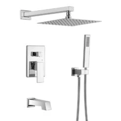 Chrome Three Function Pressure Balance Shower Set With 10 In Shower Head (Valve Included)