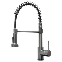 Single Handle Deck Mount Pull Down Sprayer Kitchen Faucet In Gun Grey