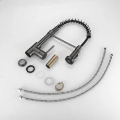 Single Handle Deck Mount Pull Down Sprayer Kitchen Faucet In Gun Grey -Tahanbath gun grey pull down kitchen faucets xy 289l 45 q 76 1000