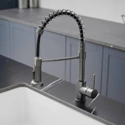 Single Handle Deck Mount Pull Down Sprayer Kitchen Faucet In Gun Grey -Tahanbath gun grey pull down kitchen faucets xy 289l 45 q c3 1000