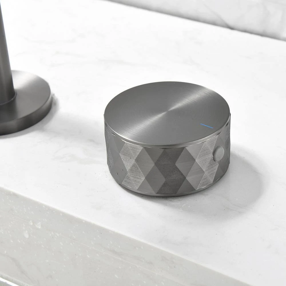 2 Handles 8 In. Widespread High Arc Bathroom Faucet With Hot/Cold Indicators In Gunmetal Gray 5 2 Handles 8 In. Widespread High Arc Bathroom Faucet With Hot/Cold Indicators In Gunmetal Gray - Image 5