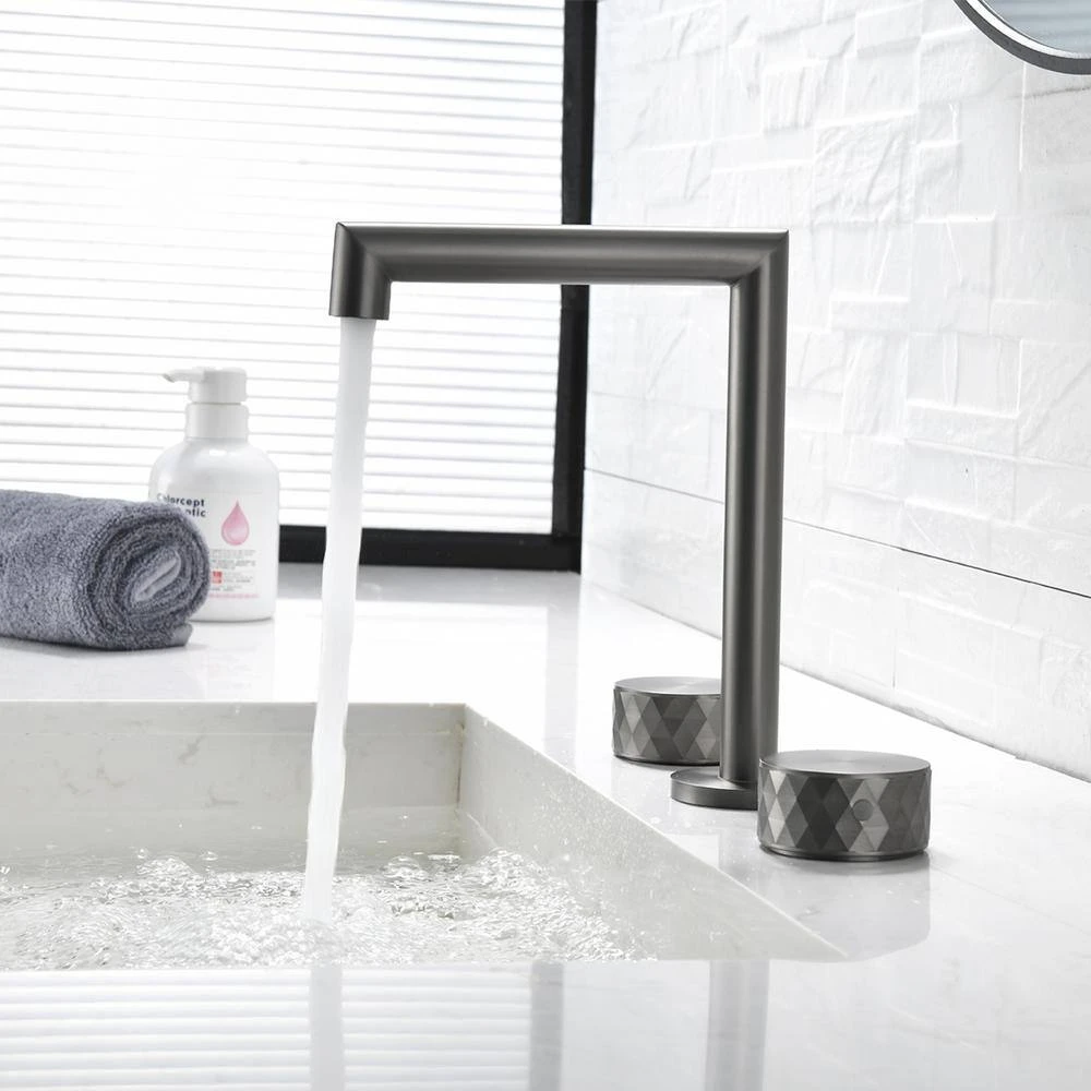 2 Handles 8 In. Widespread High Arc Bathroom Faucet With Hot/Cold Indicators In Gunmetal Gray 6 2 Handles 8 In. Widespread High Arc Bathroom Faucet With Hot/Cold Indicators In Gunmetal Gray - Image 6